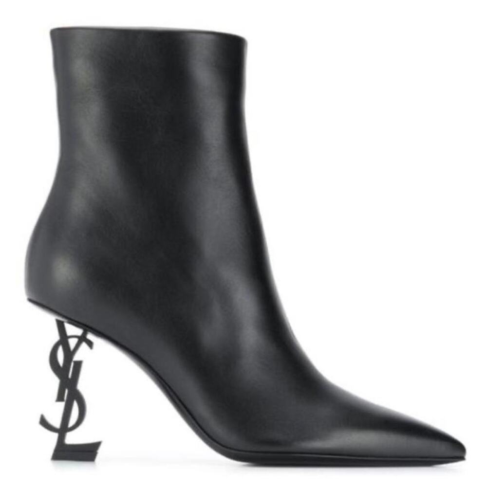 SAINT LAURENT Opyum 85 YSL logo heeled ankle boots